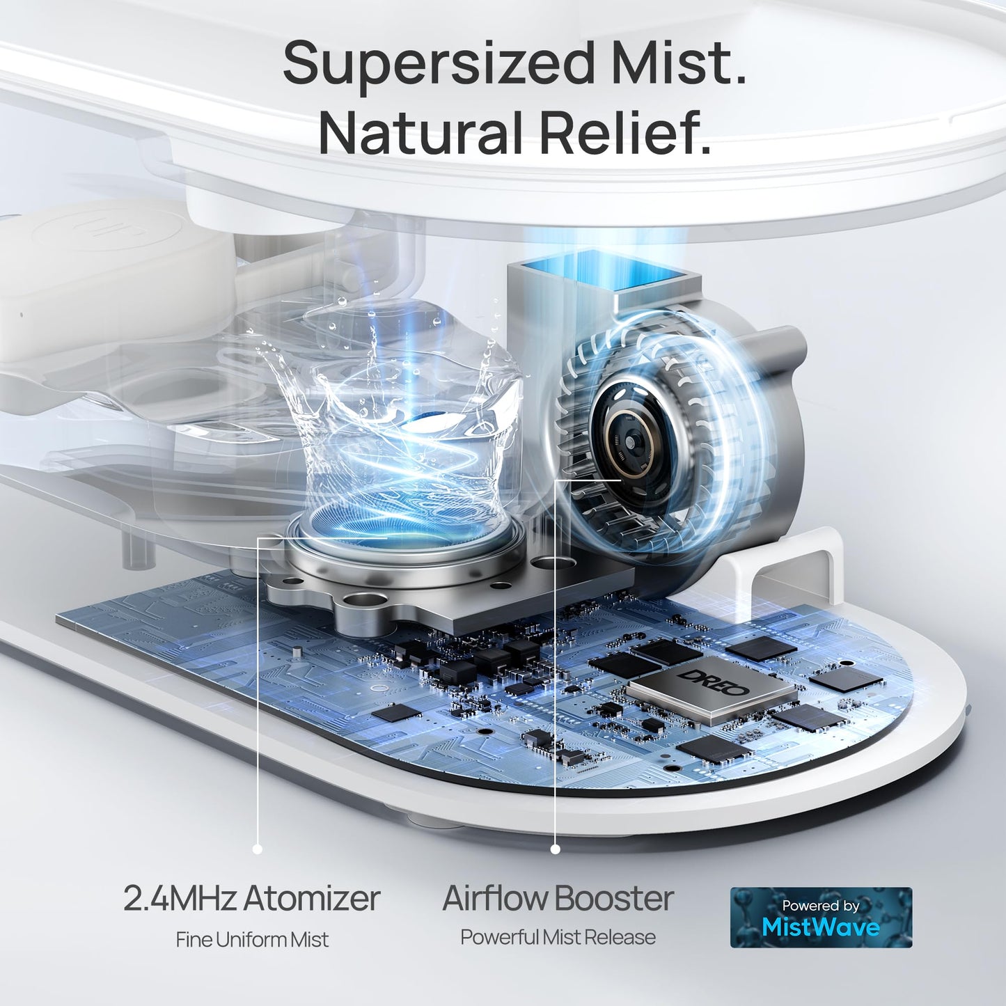 Dreo Humidifiers for Bedroom, 4L Top Fill for Large Room, 36H Runtime, 28 dB Quiet Supersized Cool Mist Air Humidifier for Baby Nursery, Plants, Indoor, Night Light, Easy to Clean & Fill