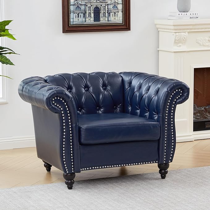 Mid-Century Sofa Chair, Faux Leather Accent Chair