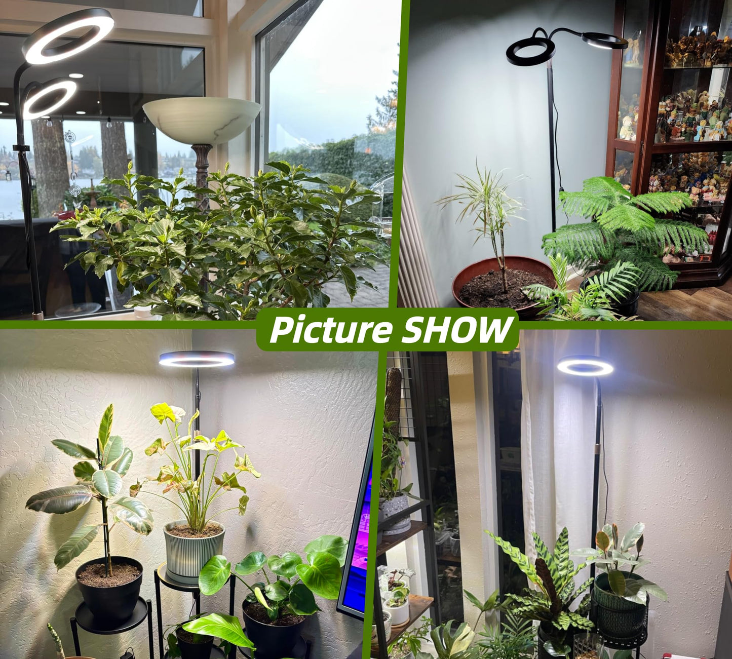 LIANPTRON Grow Lights for Indoor Plants, 2-Head Full Spectrum LED Plant Light with Stand, 67" Adjustable Height, 3/9/12H Timer, 10 Dimmable Levels & 3 Lighting Modes
