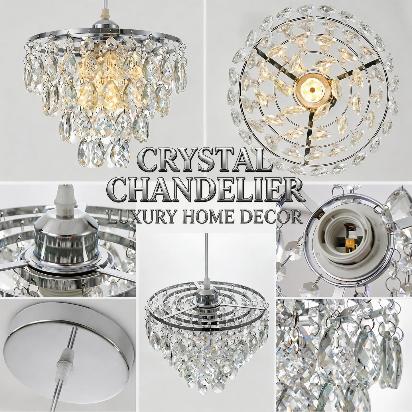 HongnuoFc Mini Crystal Chandelier Small Modern Crystal Flush Mount Ceiling Light for Hallway Closet, E26 Base, K9 Crystal (Chrome-Pendant)