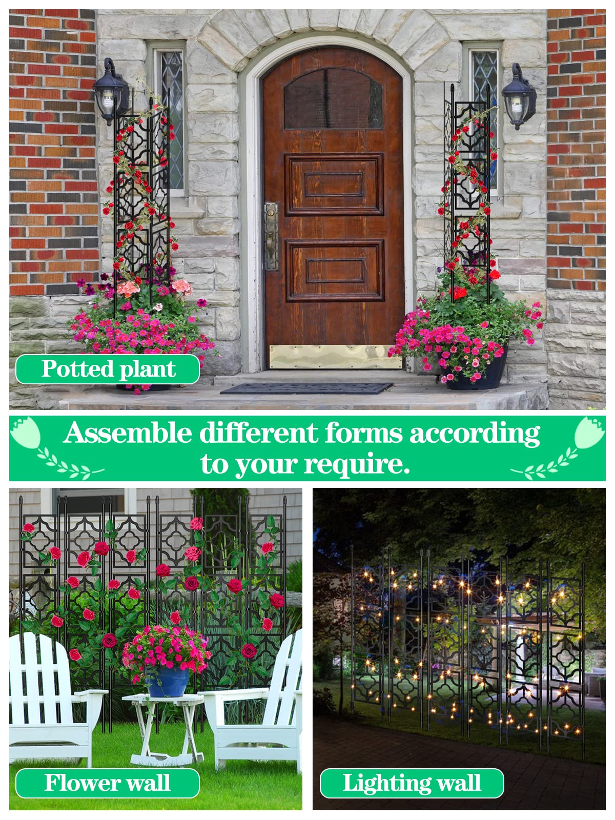 Garden Trellis for Climbing Plants Outdoor, Kalolary Screen Garden Trellis Rustproof Vine Trellis Frame Cucumber Trellis Grow Support for Outdoor Indoor Fruits Vegetables Flowers Potted Plants