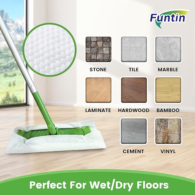 Funtin Thickened Mop Pads for Swiffer Sweeper, Unscented Disposable Mopping