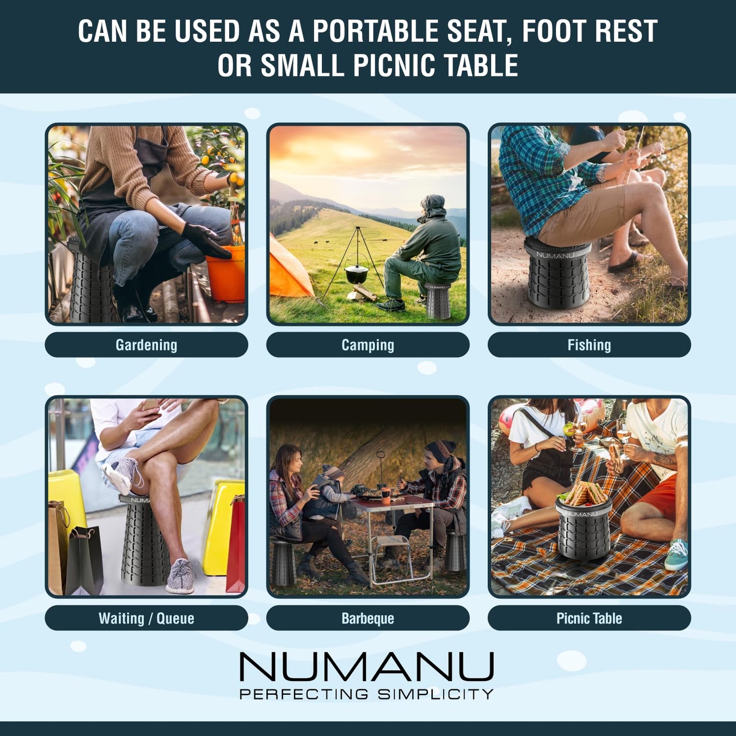 2025 Upgraded XXL 19.7" Collapsible Stool with Cushion & Carry Bag | 1000lbs Max Weight, Heavy Duty Portable Retractable Teselcopic Seat Folding Chair or Travel Footrest - Gift for Camping & Outdoors