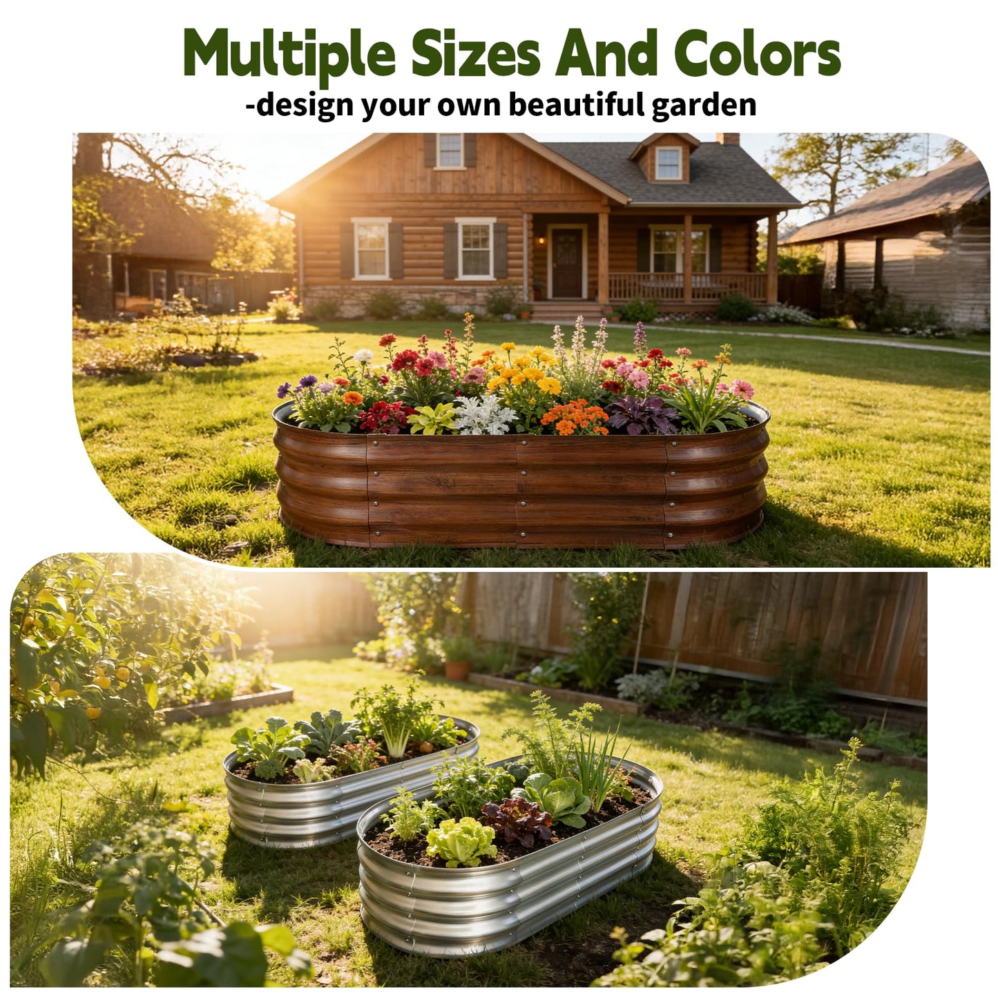 Vivagarden Galvanized Raised Garden Bed Outdoor, Large Raised Bed for Gardening, 4x2x1ft Metal Planter Box for Vegetables, Fruits, Flowers, Easy Assembly with Wing Nuts & Safe Rolled Design, Silver