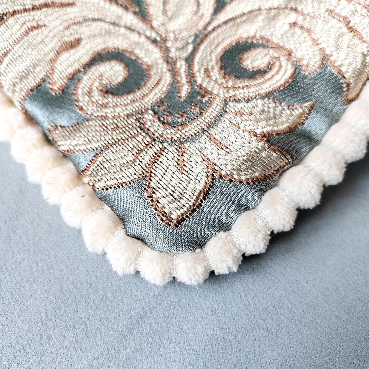 Qupace Set of 2 Vintage Blue Embroidered Throw Pillows Covers 18x18in,Flowers Retro European Pillow Covers for Sofa Couch Cushion Cover for Sofa Bed Chairs Car