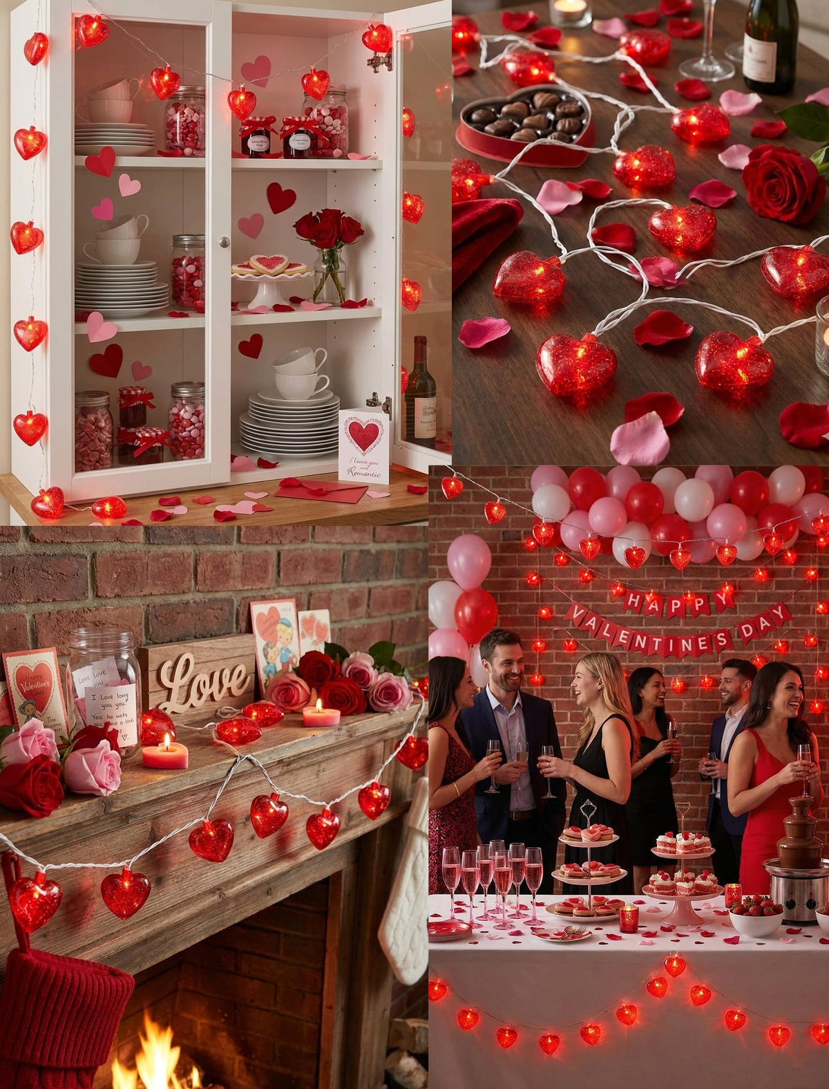 Valentines Red Heart String Lights Plug in, 8.5Ft Outdoor Valentine's Day Decorations Lights with 10 Red Glitter Heart Lights, Hanging Heart Fairy Lights for Indoor Window Wedding Birthday Party Decor