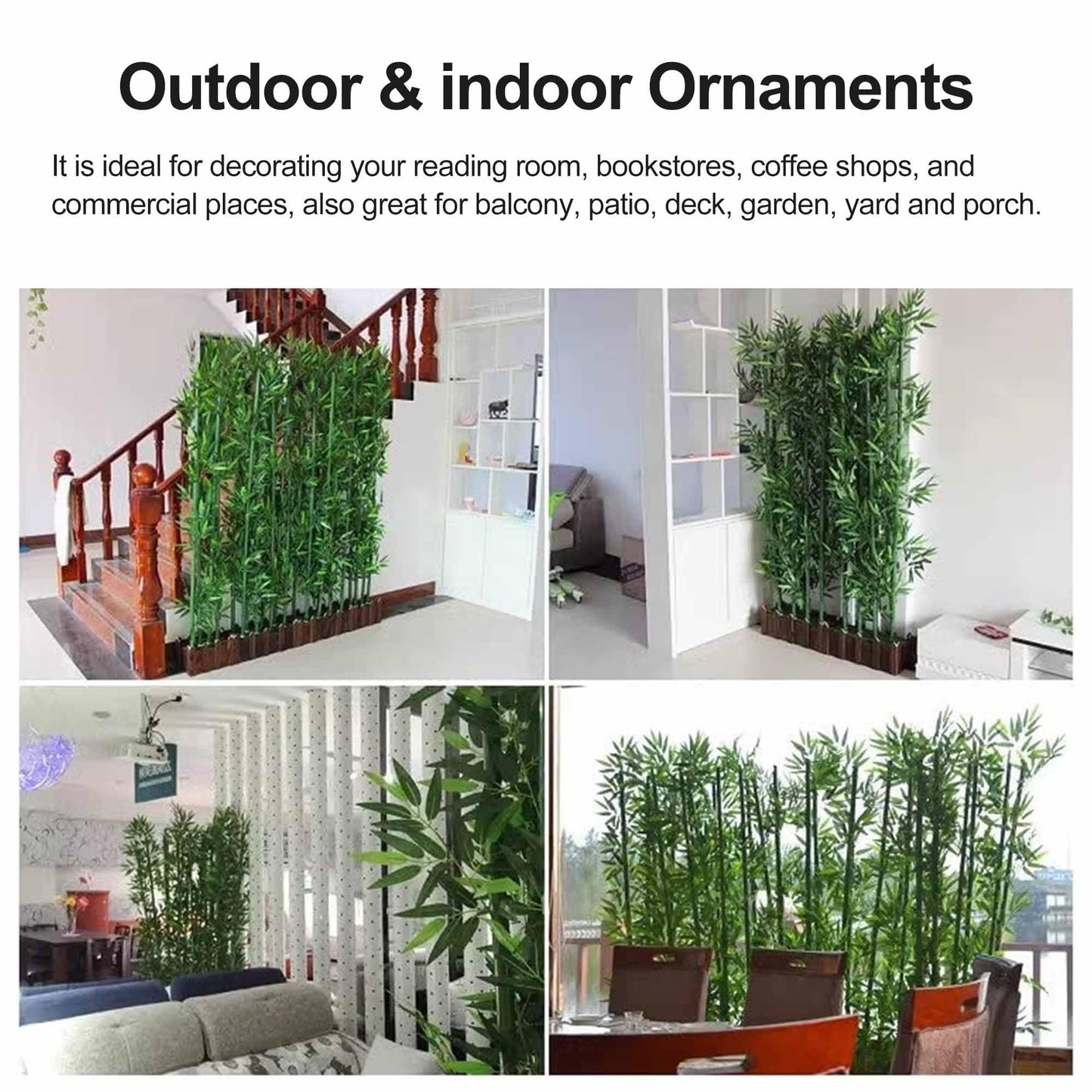 Artificial Bamboo Plant Balcony Privacy Screen Indoor Space Divider Plants Privacy Fence for Outdoor Garden Terrace Courtyard Entrance(100cm/3.3ft)