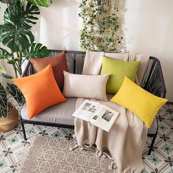 MIULEE Pack of 2 Decorative Outdoor Solid Waterproof Throw Pillow Covers Euro