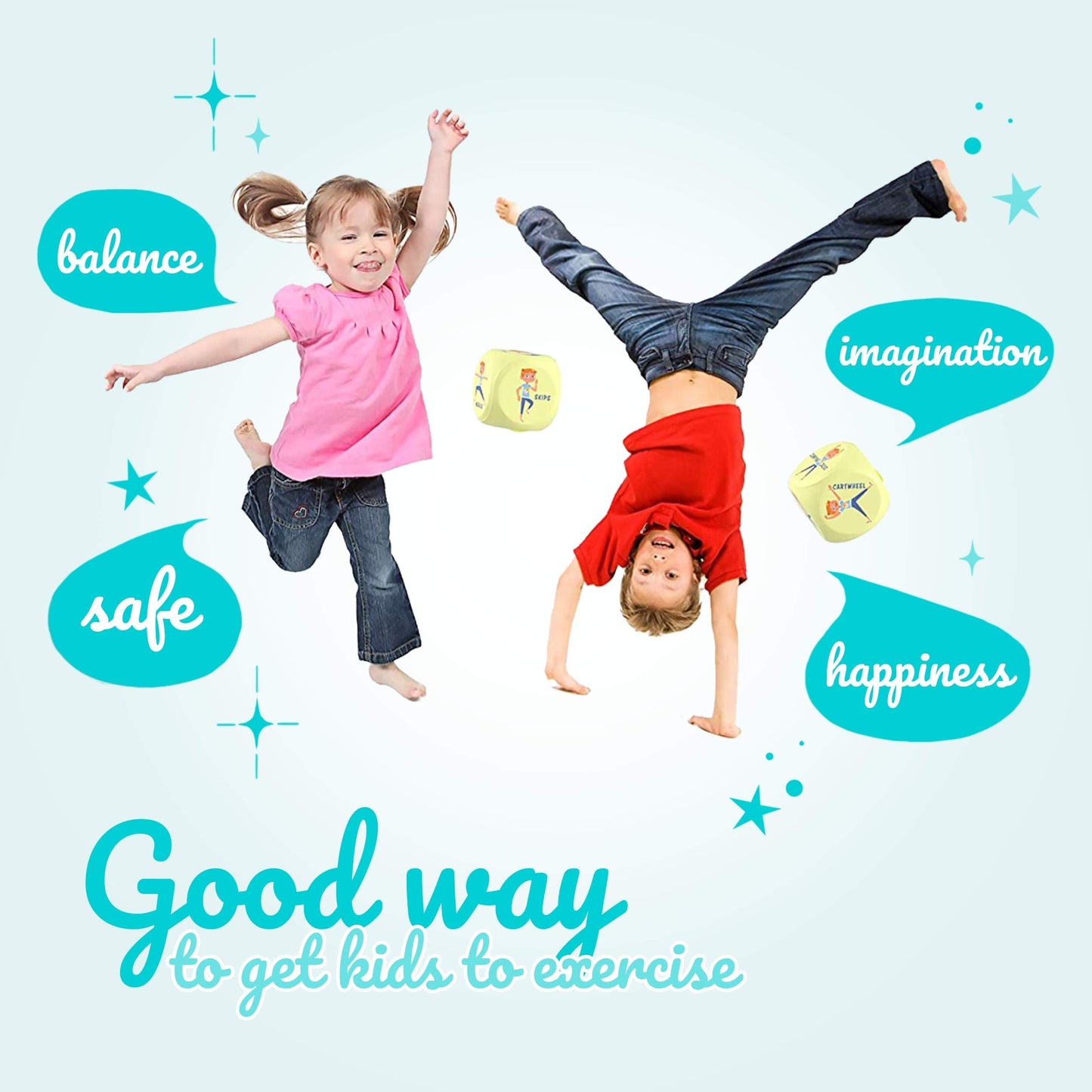 Skywin Exercise Dice, 6-Sided Foam Fitness Workout Dice for Kids Solo or Group Classes, for Home, Classroom and Physical Education Learning