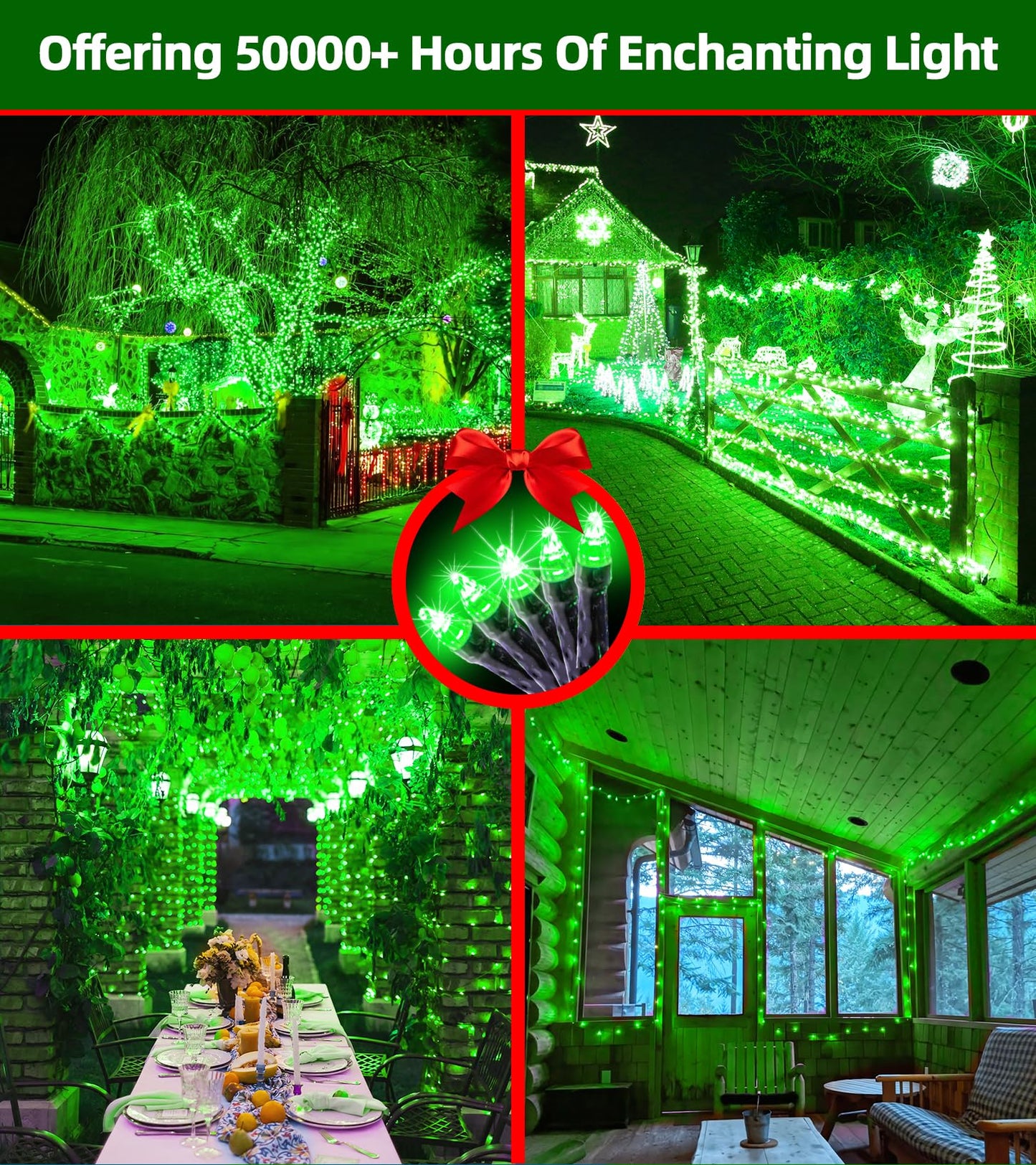 QUHUATU 750 LED 240FT Christmas Lights Outdoor,12 Lighting Modes Christmas String Lights with Timer, Dimmable Plug in Green LED StringLights Waterproof for Yard Tree Wedding Party Holiday Green