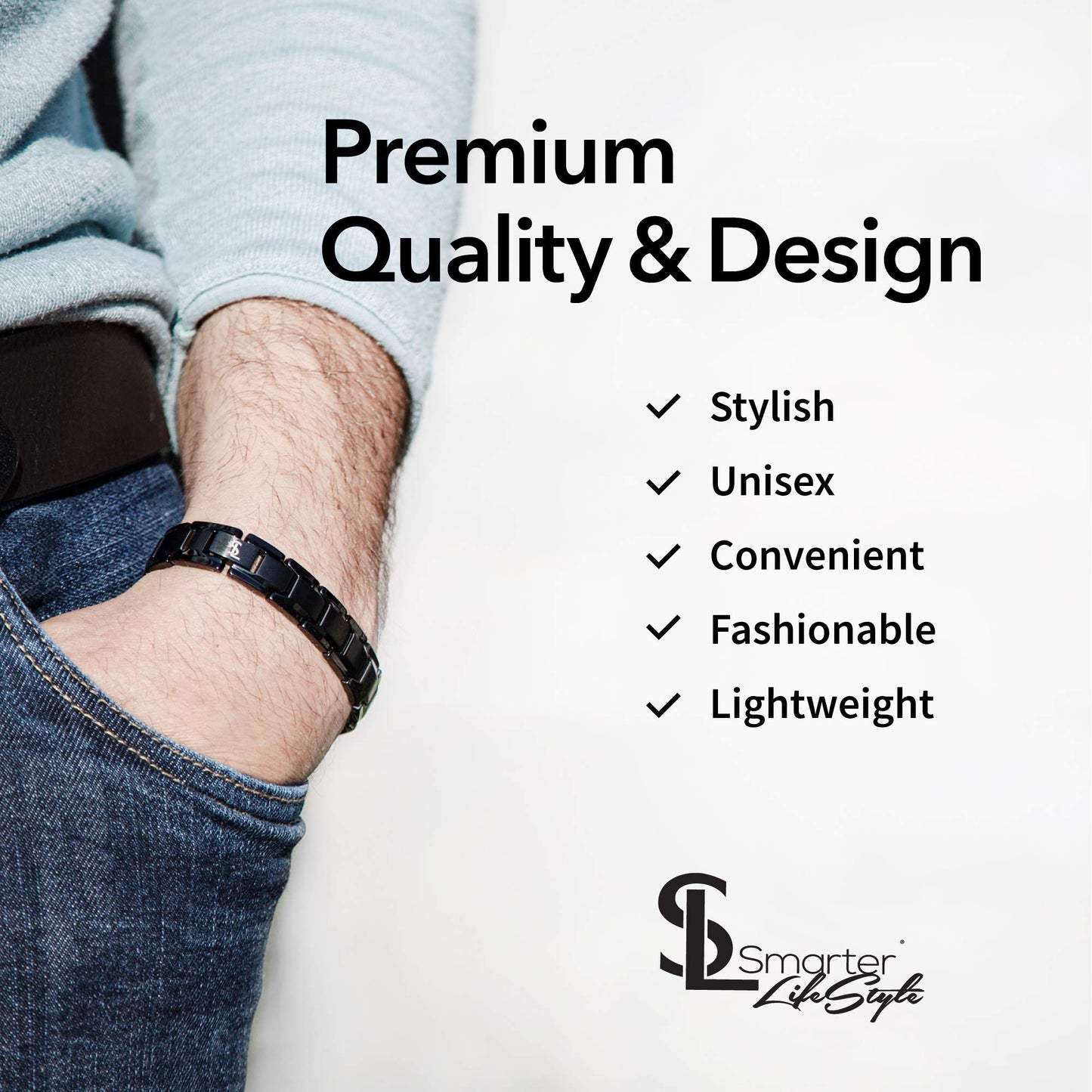 Smarter LifeStyle Elegant Titanium Magnetic Bracelet (Black)
