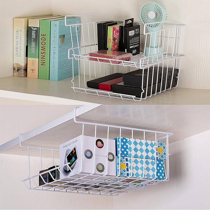 Lonians 2-Pack Under Shelf Hanging Storage Baskets