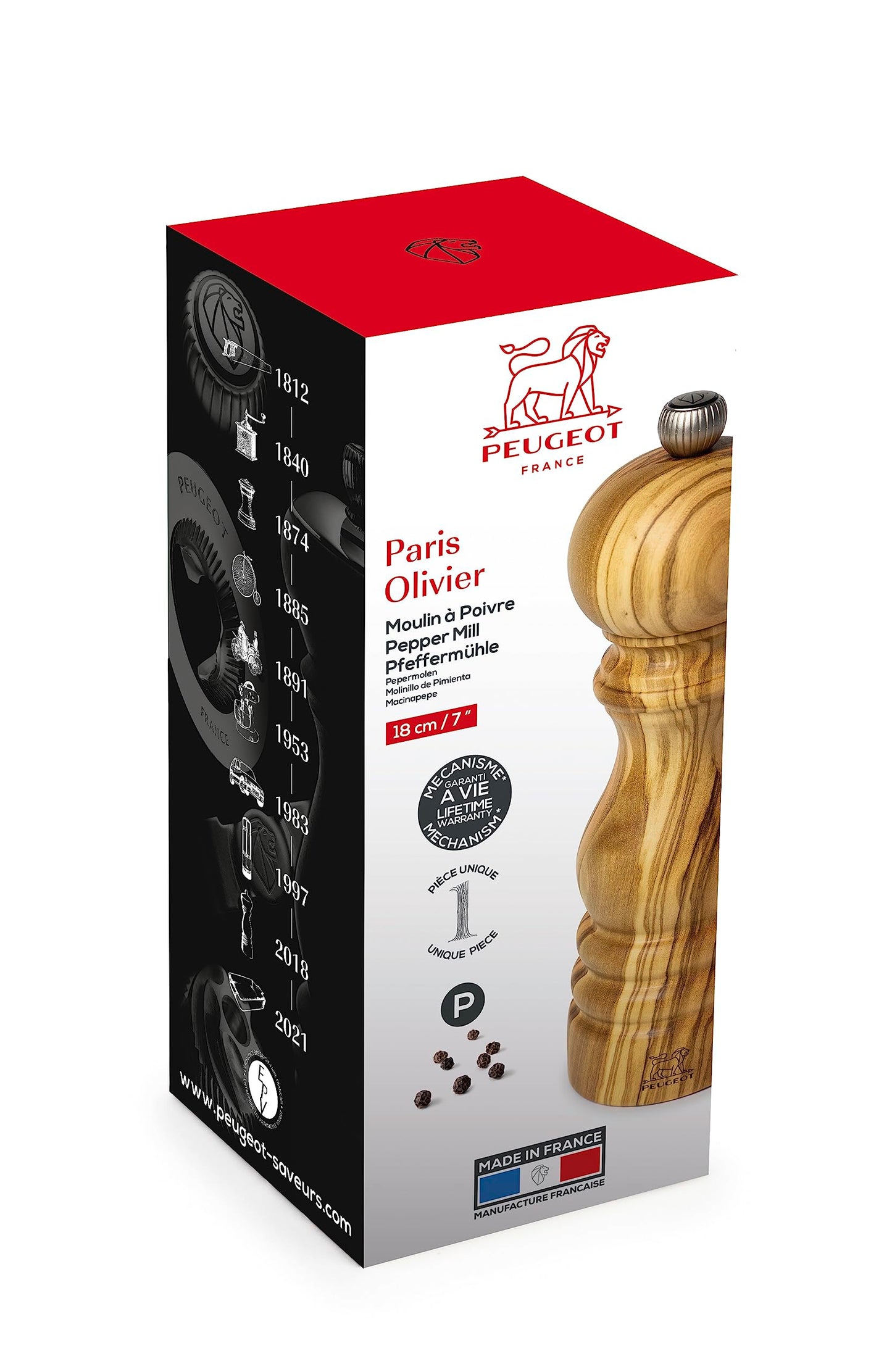 Peugeot - Paris Manual Pepper Mill - Adjustable Grinder - Olive Wood, Natural