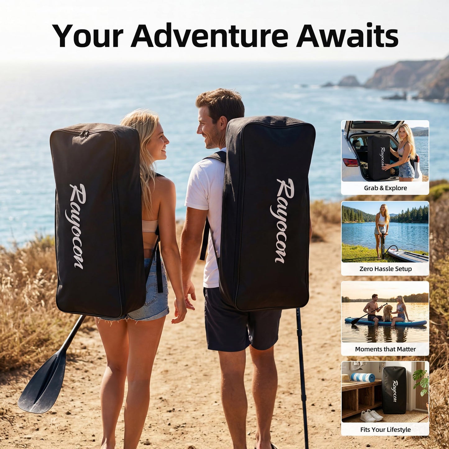 Inflatable Stand Up Paddle Board 11'×34" Extra Wide SUP, Ultra-Stable for Adults & Dog, 450lbs, Dual Chamber Pump, Fiberglass Paddle, Military Grade Dual Layer, Jellyfish Flow Design(Blue)