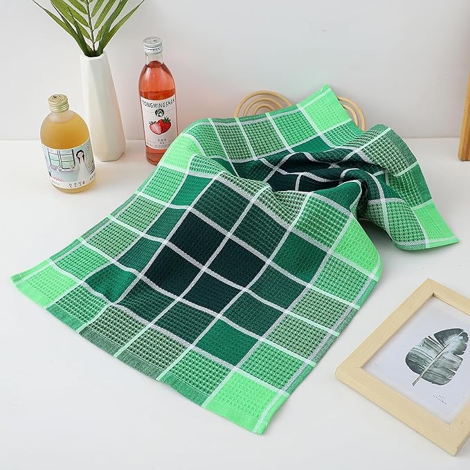 Bright Large Kitchen Towels, 16 Inch x 26 Inch Buffalo Check Dish Towels
