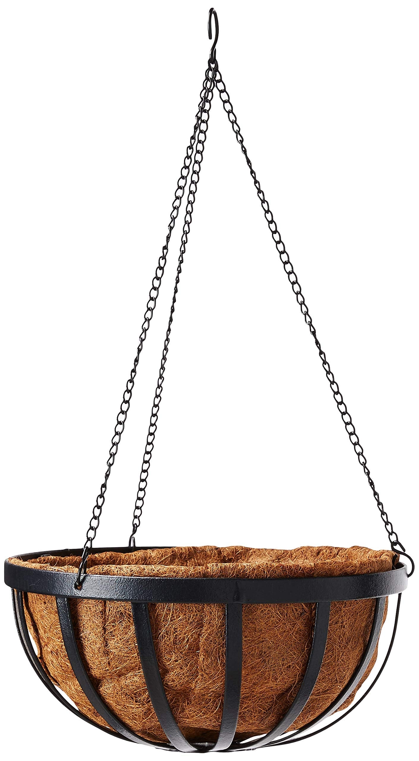 Arcadia Garden Products 1524 Solstice Series Coconut Hanging Basket, 14", Black