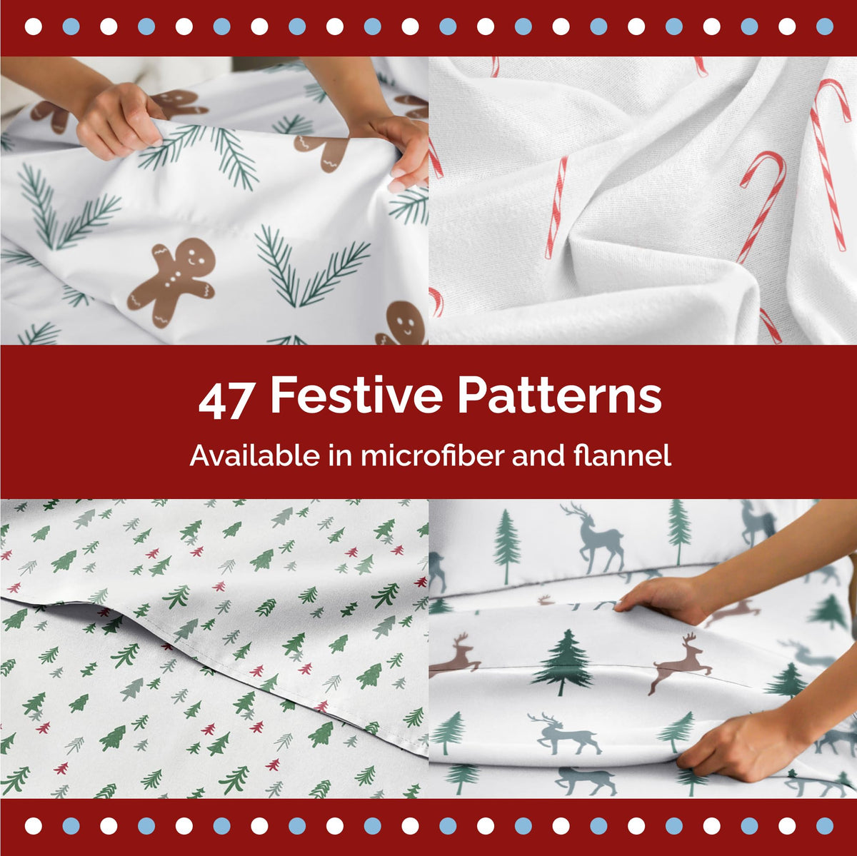 King Christmas Trees Sheet Set - Holiday Xmas Pattern Bedding Set - Deep Pockets - Snug Fit - 4 Piece - Wrinkle Free & Easy Care - Comfy Festive Winter - Holiday Sheets for Women, Men, Kids & Teens