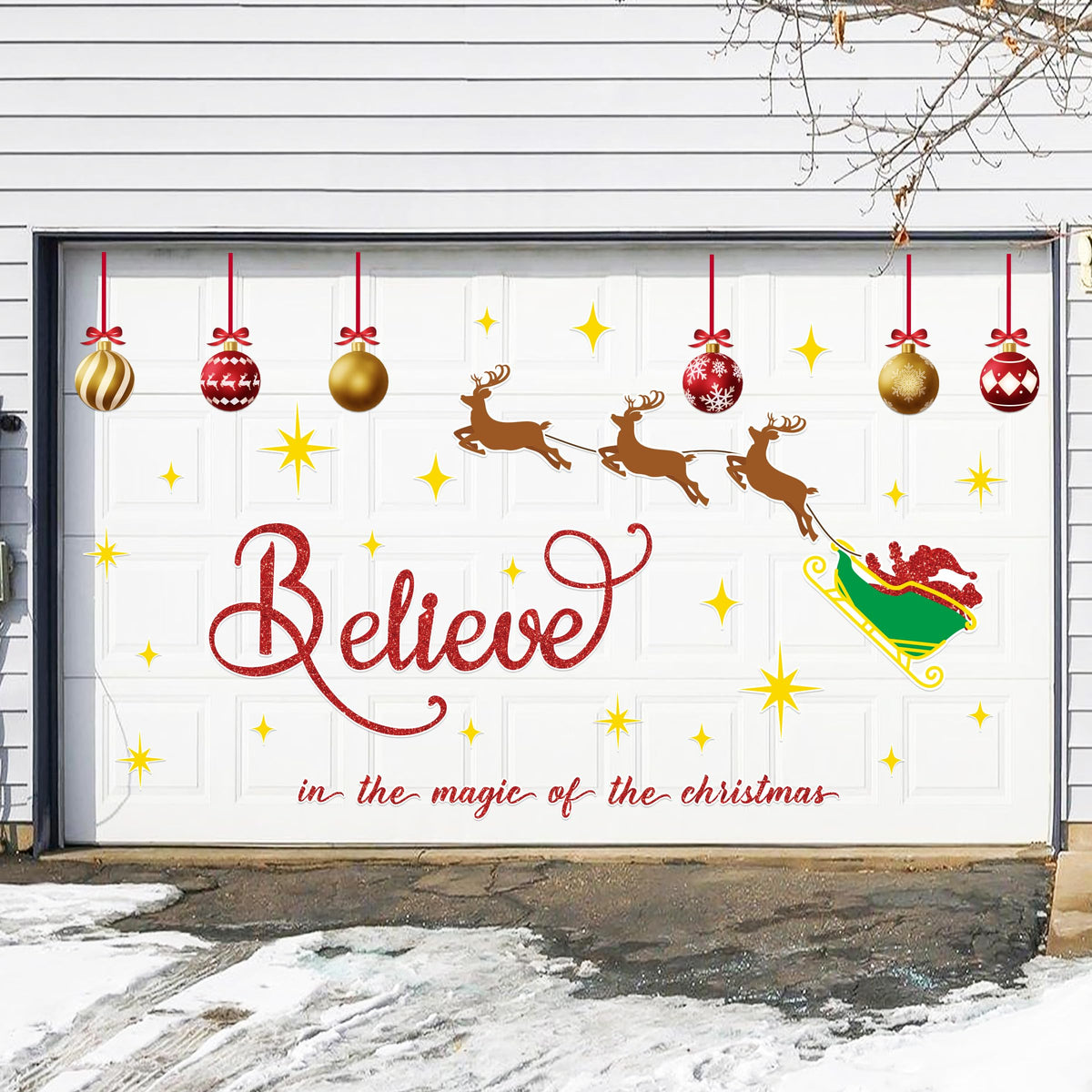 45PCS Christmas Garage Door Decorations Magnets - Believe Santa Reindeer Xmas Holiday Refrigerator Fridge Kitchen Decor