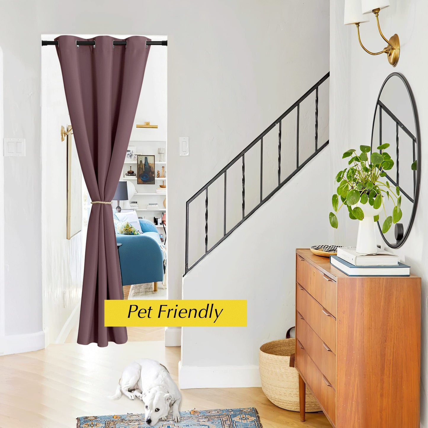 NICETOWN Heat Blocking Blackout Thermal Insulated Door Curtain, Privacy Room Separators Divider Wall, 60-70% Soundproof Noise Reducing Doorway Curtains, 42" W x 80" W, 1 Panel, Dry Rose