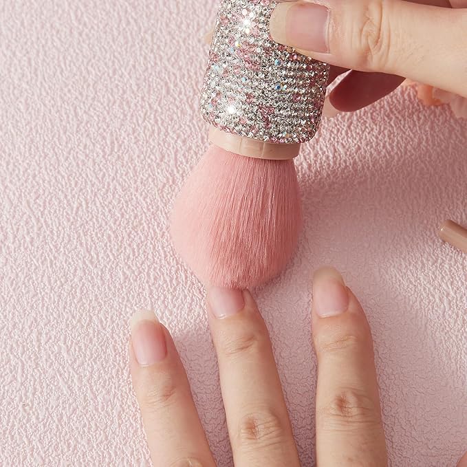 WOKOTO 4 in 1 Pink & White Diamond-Embellished Makeup Brushes