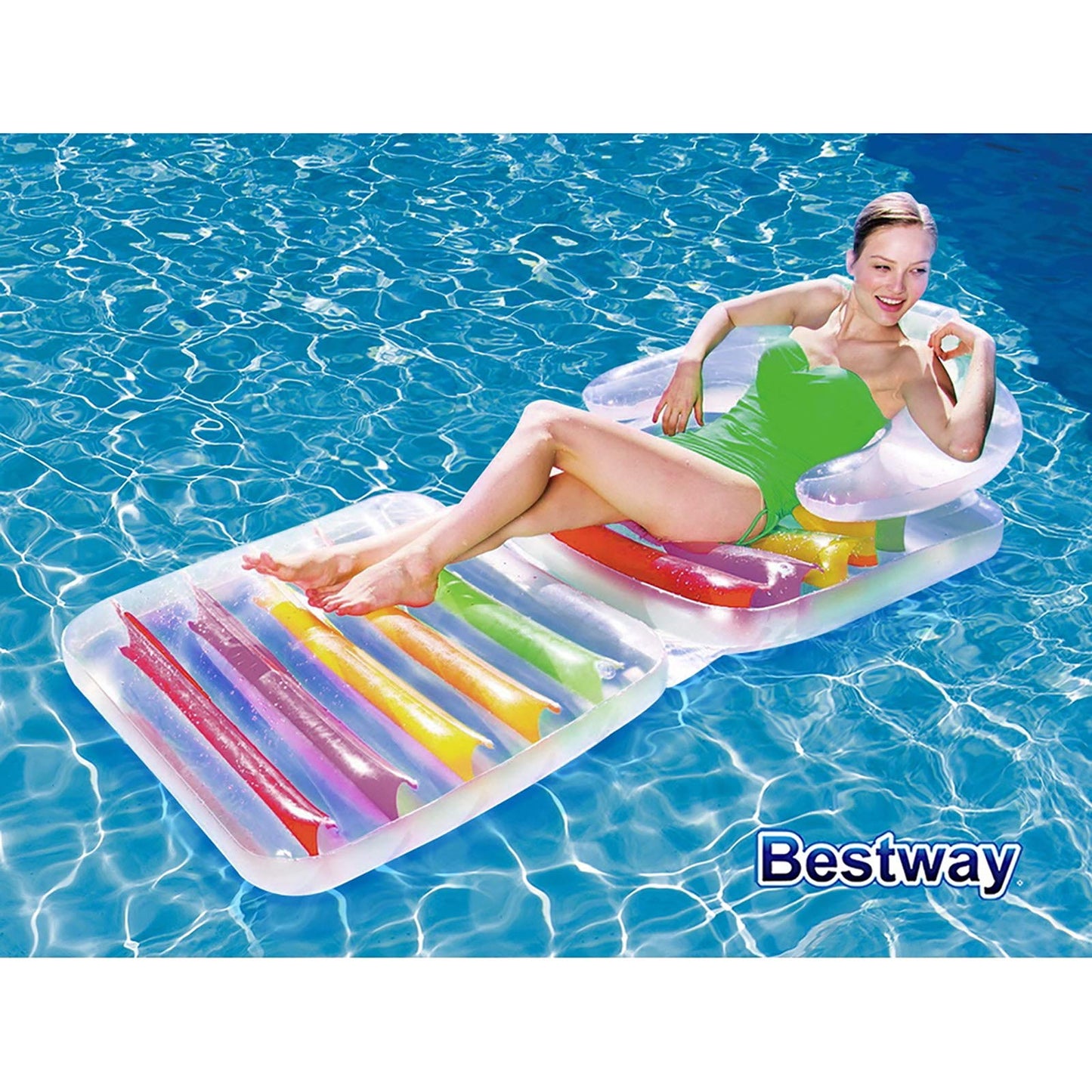 Bestway Folding Lounge Chair, Swimming Pool Float, Inflatable Pool Lounger