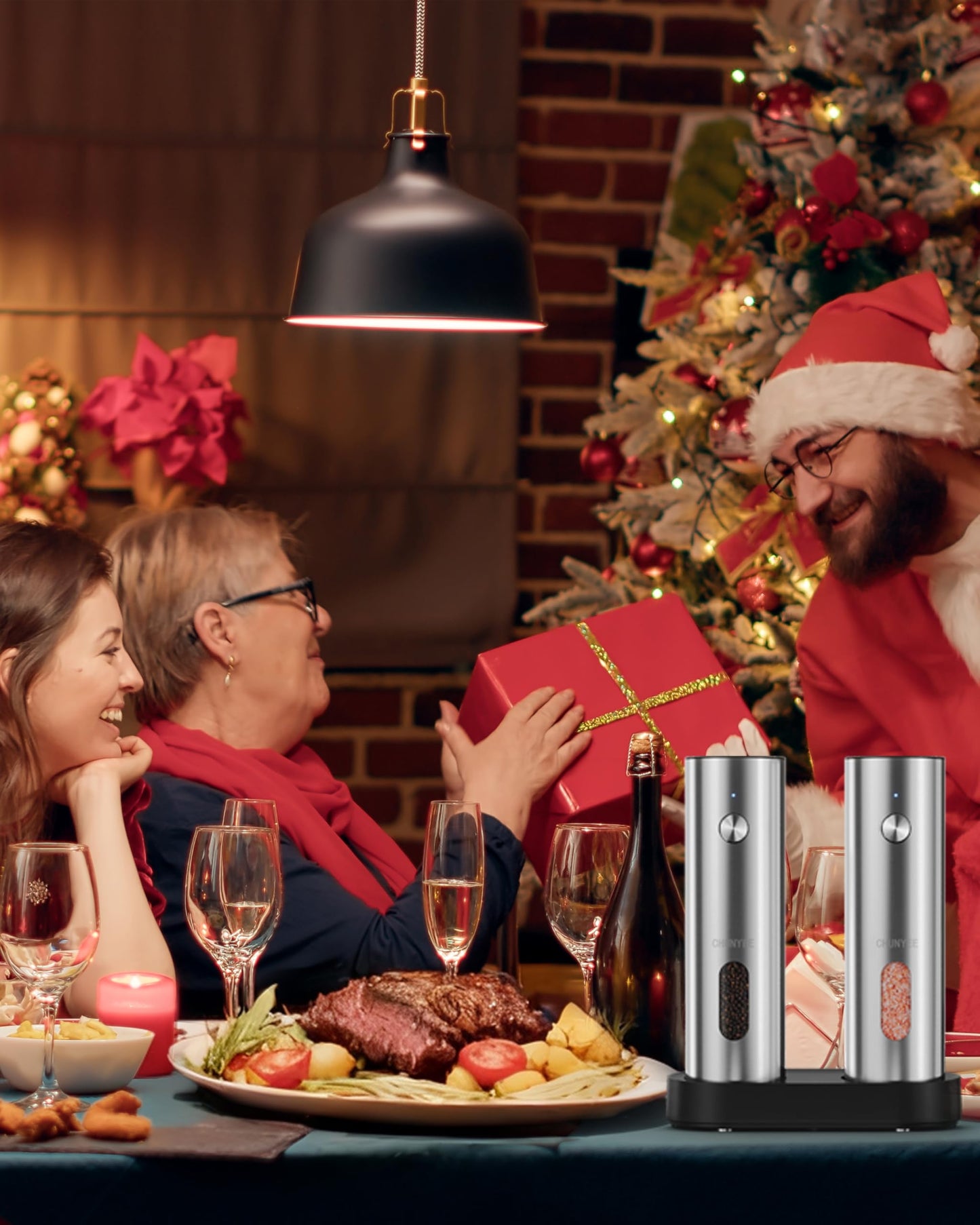 Electric Salt and Pepper Grinder Set with Rechargeable Base - Upgraded Large Capacity, Refillable Pepper Mill Set with LED Light & Adjustable Coarseness, Ideal for Kitchen, Outdoor, BBQ & Gift Giving