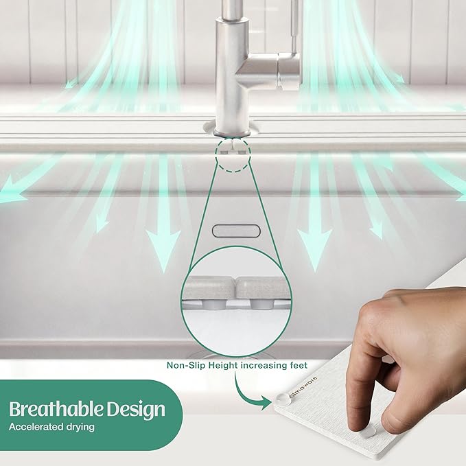 Stone Faucet Mat for Kitchen Sink Splash Guard 23.6" x 3.9"