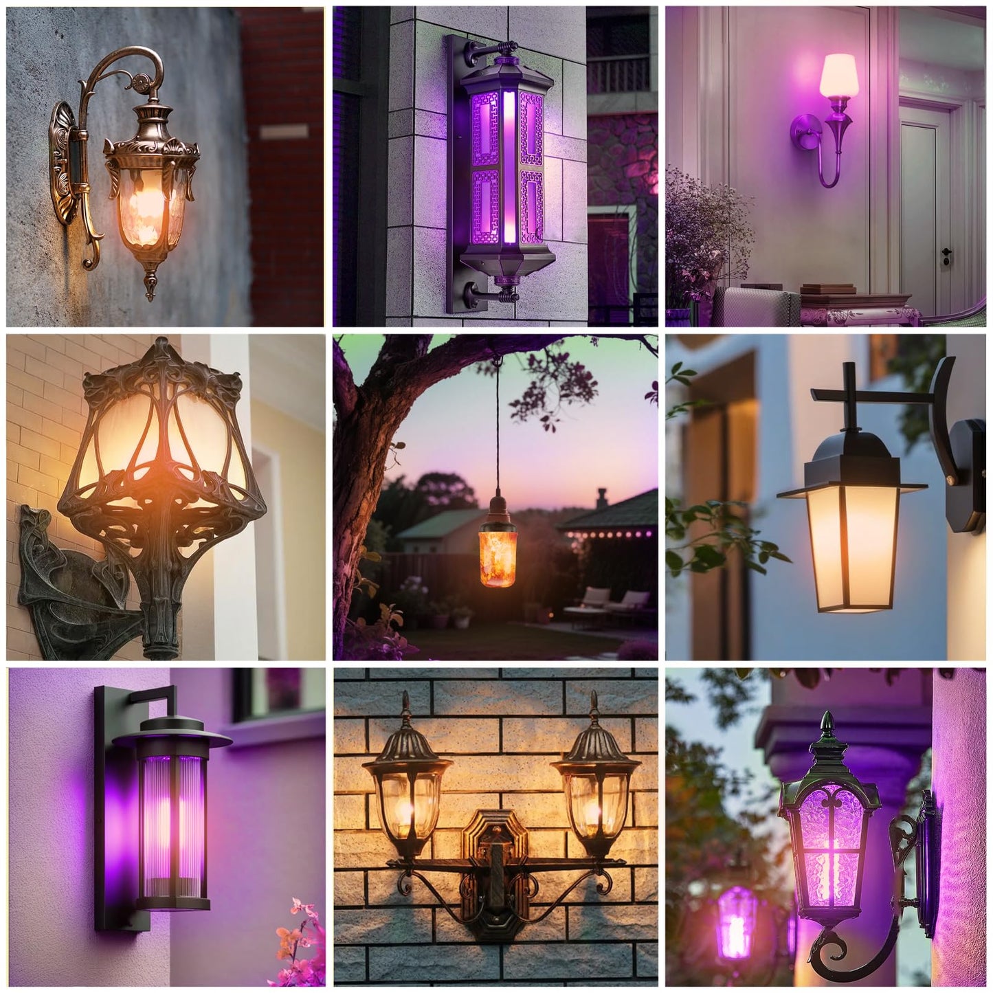 JAHEKS Orange Purple Flame Light Bulbs, Flickering Light Bulb with 4 Modes Upside Down Effect, 5W E26 Base LED Fire Lights for Halloween Christmas, Indoor Outdoor Party Home Patio Porch Decor