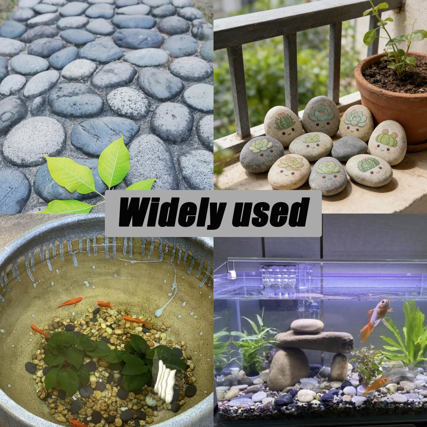 Wuyituart 4LB Large Rocks for Painting, 1-2 Inch Natural River Rocks, Decorative Stones for Fish Tank Aquarium Fountain Garden Arts Crafting