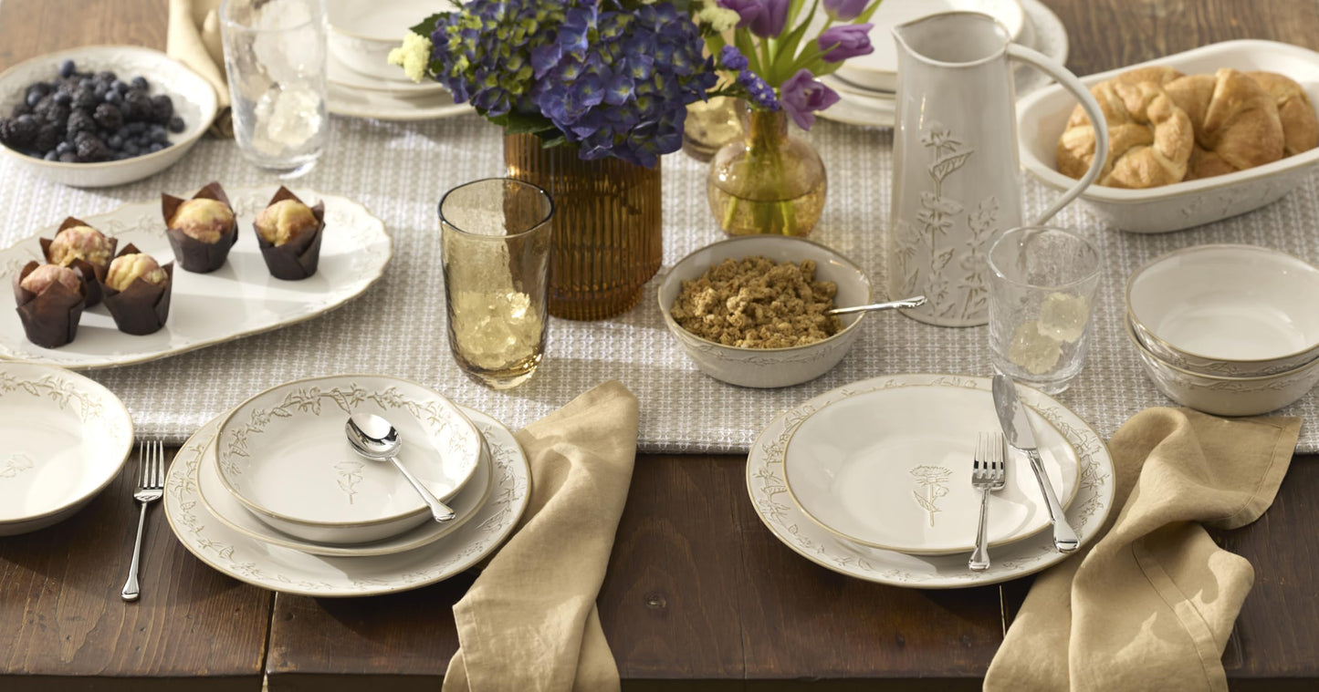 Lenox Home And Kitchen, Homespun Dough Bowl, Stoneware Material, Dishwasher Safe, Microwave Safe, Bread Bowl, Dining, Serving Bowls, Tabletop & Kitchen Decor (White, 1 Piece, 12 Inch L X 7.75 Inch W)