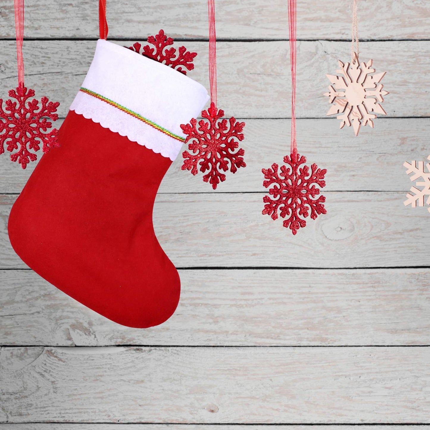 Cooraby 16 Pack Red Felt Christmas Stockings 9 Inches Xmas Fireplace Hanging Stockings Holiday Decorations Stockings for Christmas Decorations