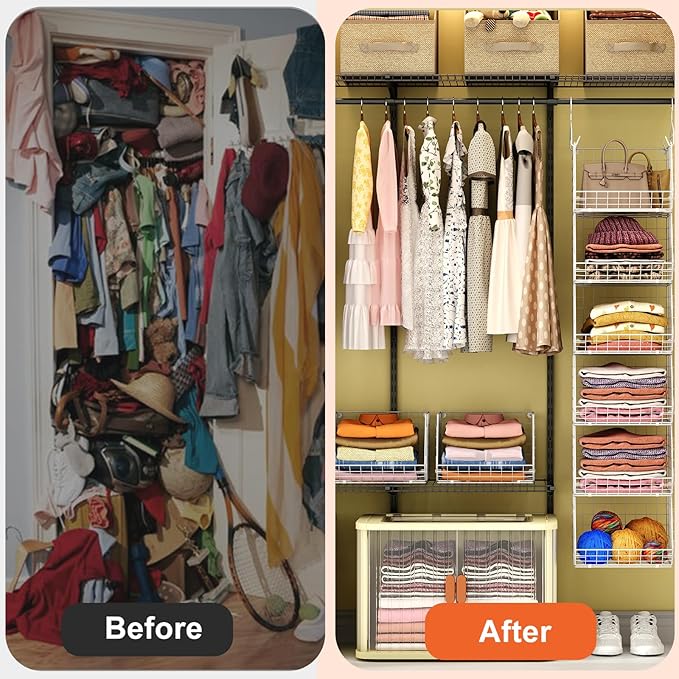 X-cosrack 6 Tier Closet Hanging Organizer, Clothes Hanging Shelves