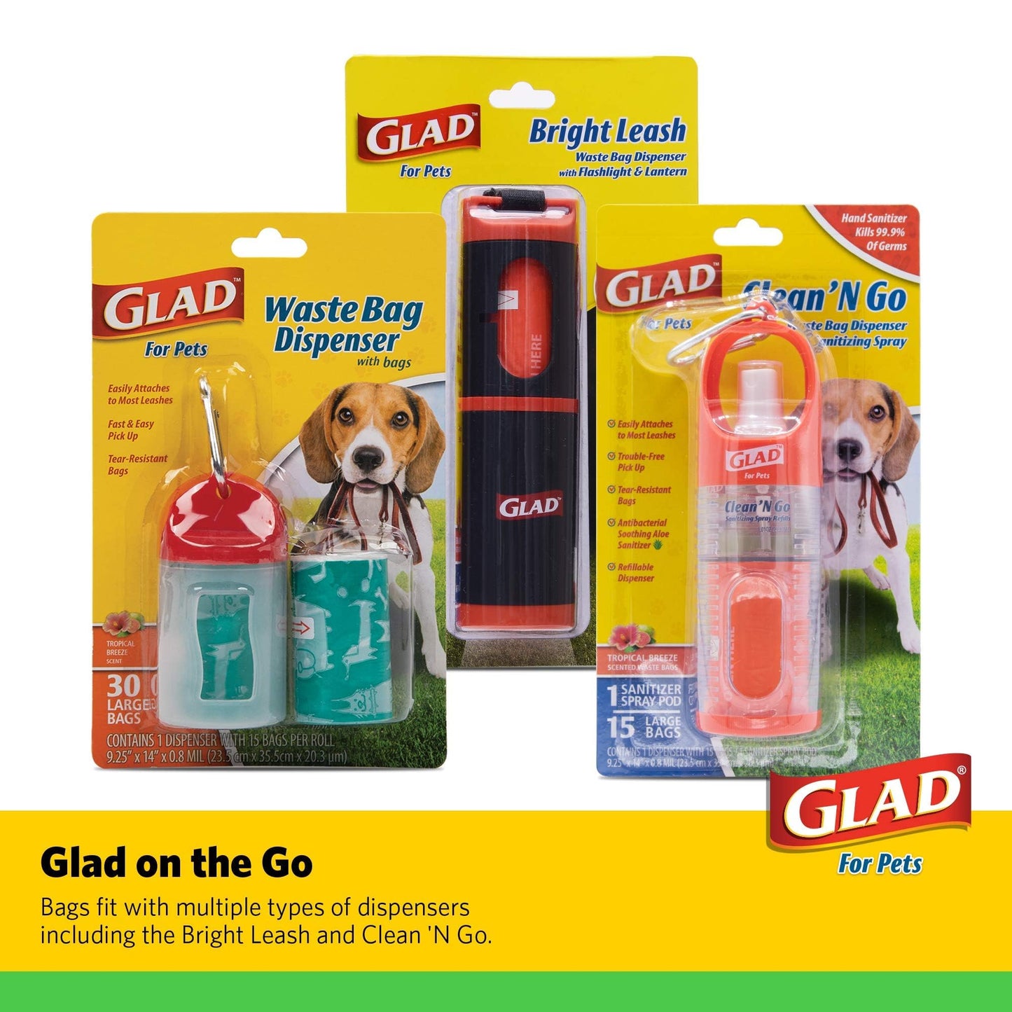 Glad for Pets Dog Waste Bags, Lavender Scent - Leak Proof and Strong Disposable Dog Poop Bags for Dogs, Easy Tie Handles for Clean Up, Scented Doggie Bag Rolls, 120 Count