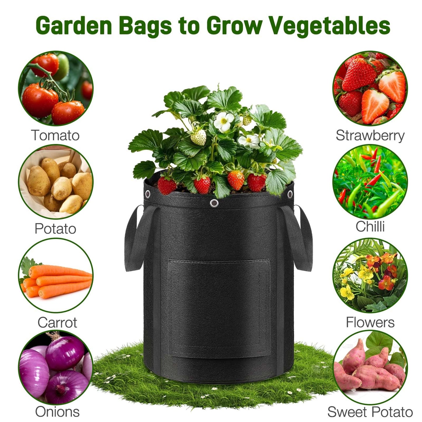 4 Pack Potato Grow Bags 10 Gallon with Harvest & Visible Window Thickened Garden Bags to Grow Vegetables with Handles & Metal Grommets for LST, Fabric Pots for Growing Carrots, Tomatoes, Onions