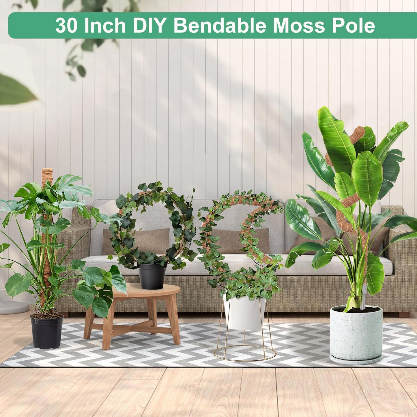3 Pack Moss Pole, 30 Inch Monstera Plant Support, Moss Poles for Climbing Plants Indoor DIY, Coco Coir Plant Pole Moss Plant Stick Support Stake Kit for Potted Plants, Pothos, Philodendron