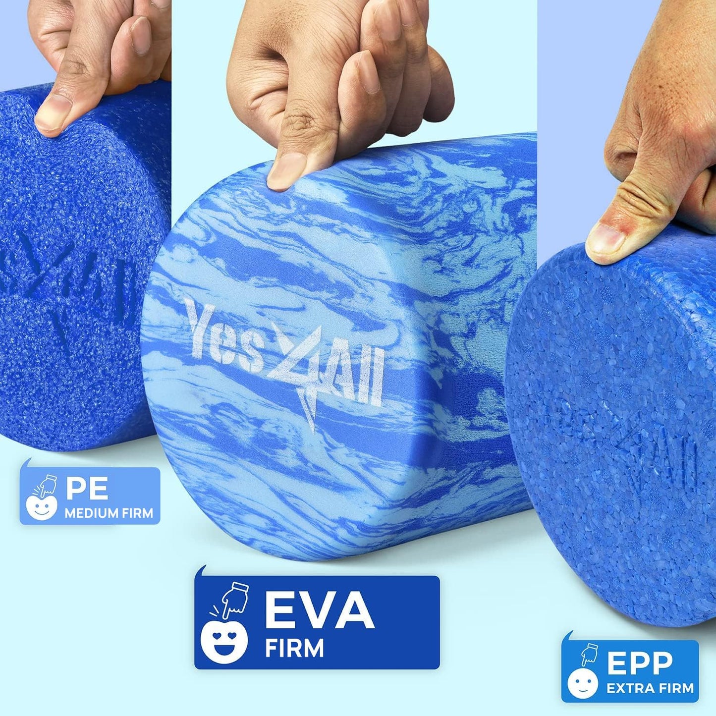 Yes4All EVA Firm Foam Roller for Back - Round Roller for Exercise, Yoga & Pilates 12/18/24/36 inch