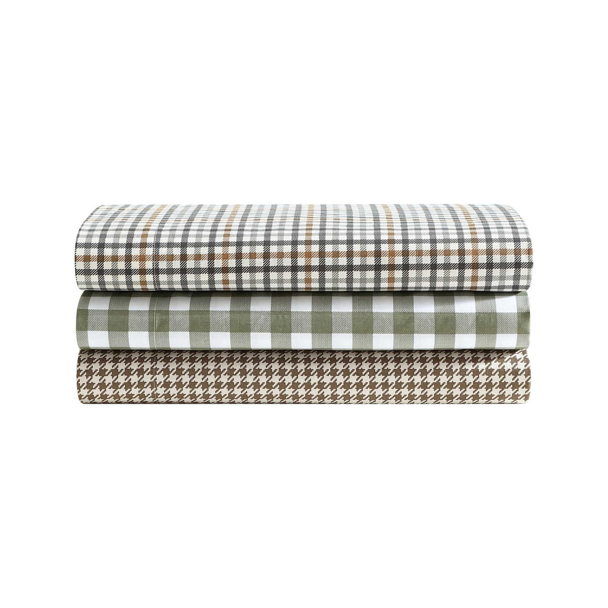 Eddie Bauer - Twin Sheet Set, Crisp & Cooling Sheets w/a Naturally Smooth Cotton Percale Lightweight Feel - Matching Pillowcase & Deep Pocket Fitted Sheet (Griffin Plaid Beige)