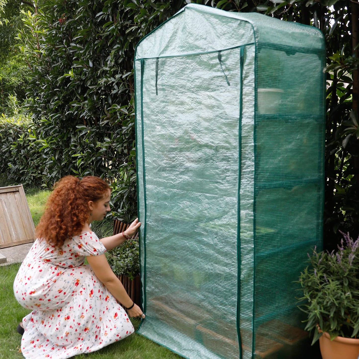 Worth Garden 50% Extra Wide Mini Greenhouse 5 Tier Portable Plant Green House 40in Wide -Sturdy Gardening Shelves with PE Cover & Roll-Up Zipper Door - Indoor & Outdoor Use - 19″W. x 40″L. x75″H.