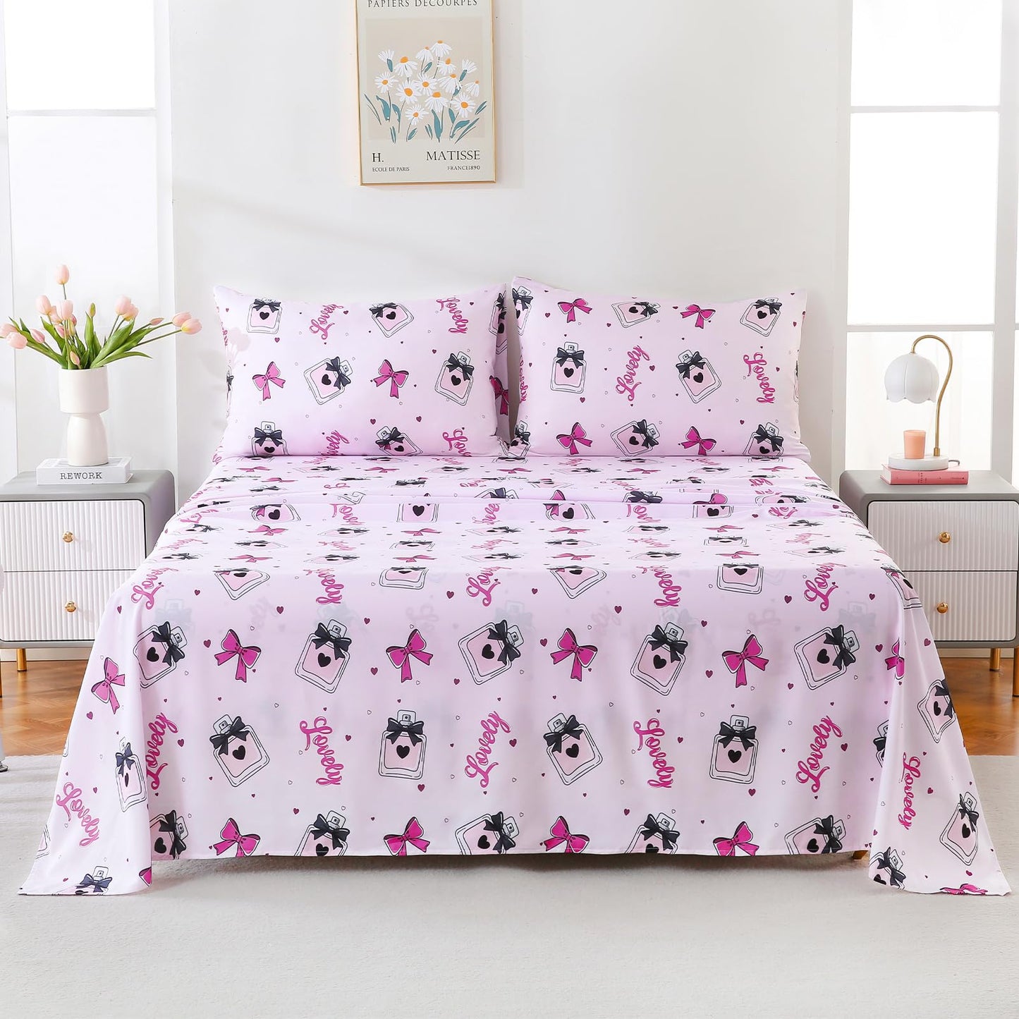 ChicView Full Sheet Set Kids,4 Pieces Breathable Soft Microfiber Bedsheets for Child Boys Girls, Anti Pilling Deep Pockets Easy Care Bed Sheets, Perfume