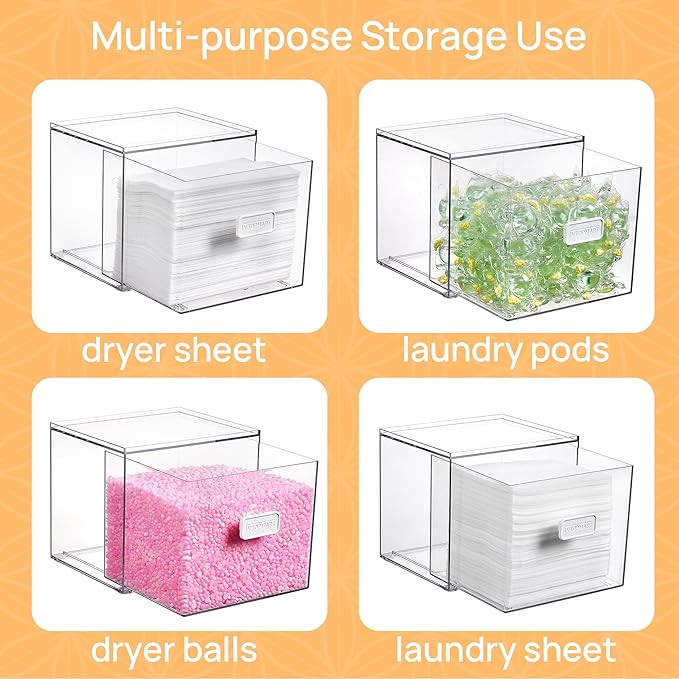 Vtopmart 2 Pack Dryer Sheet Holder and Laundry Pods Container, Scent Booster
