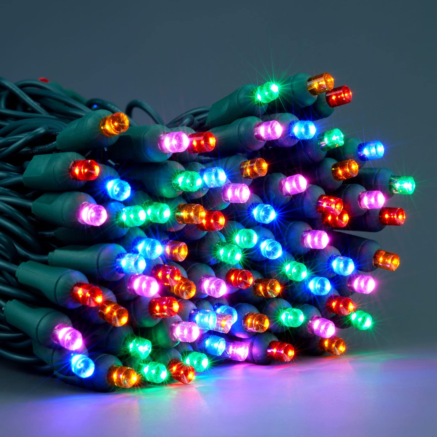 YULETIME 140 Multicolor Christmas Lights, 2-Set 24 ft 70 One-Piece 5mm LED