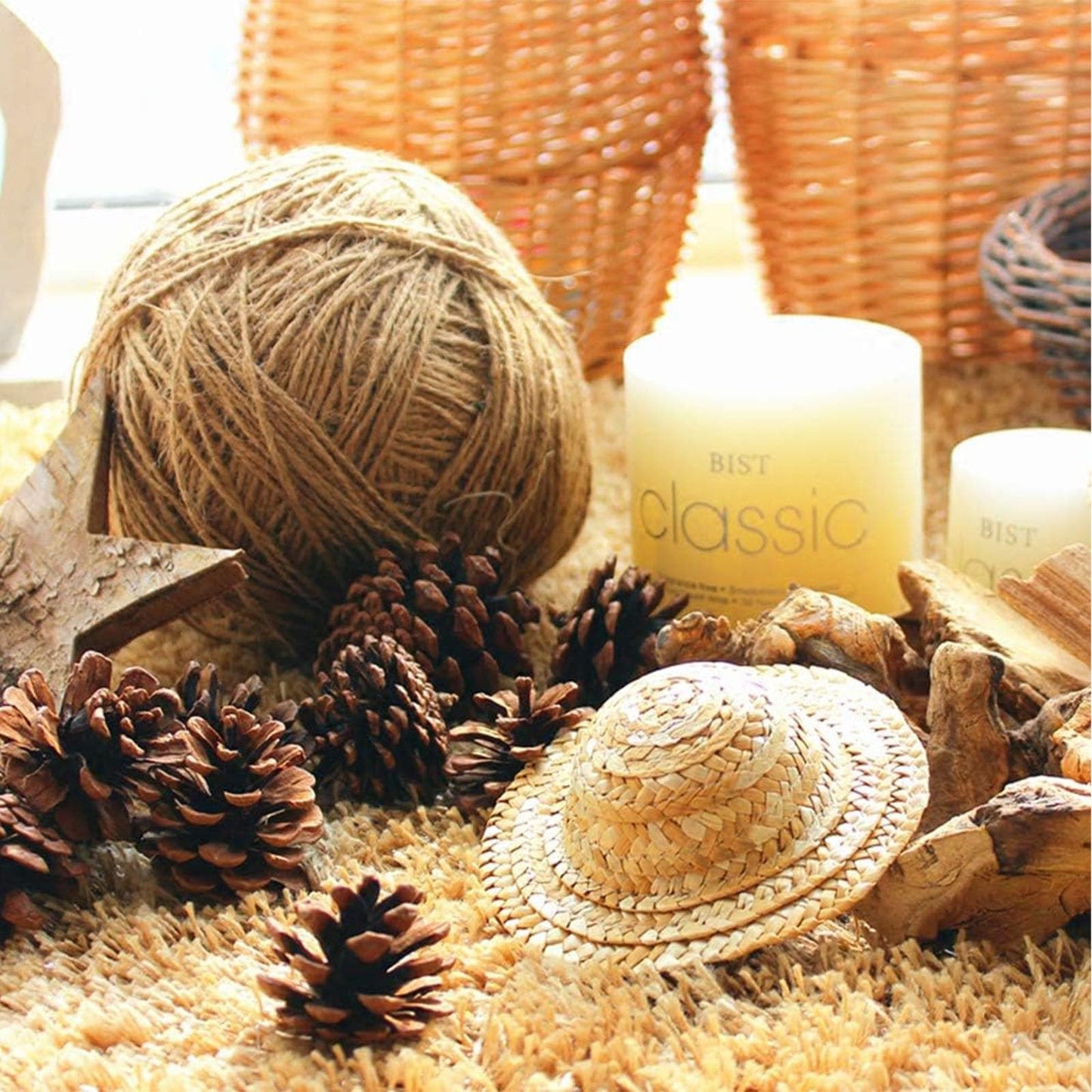 JOHOUSE 18PCS Hanging Natural Pine Cones (1.5"–2.5"), Rustic Pinecones with Strings for Fall Garland, Christmas Tree Ornaments, Wreath Making, Vase/Bowl Filler Winter Decor