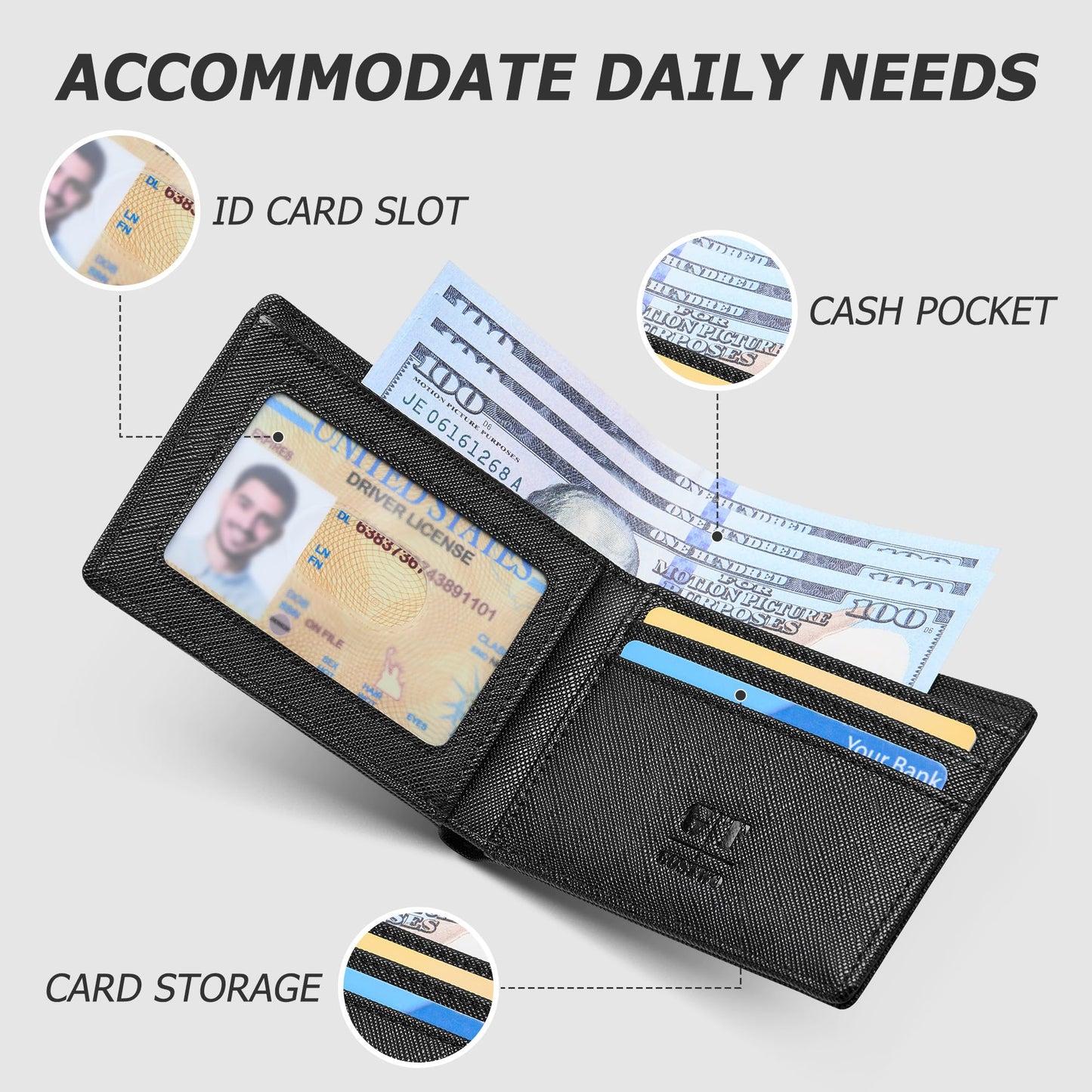 Gostwo Slim Wallet for Men Minimalist Leather ID Window Front Pocket Bifold Wallet