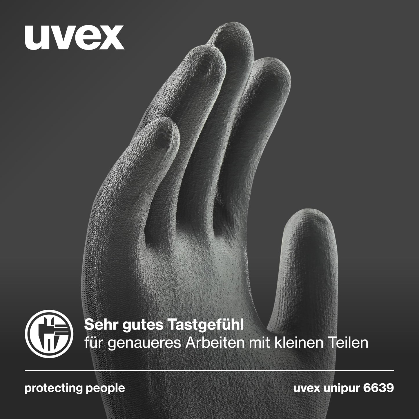 10 pairs of Uvex Unipur 6639 protective work gloves with PU coating against mechanical risks, EN 388