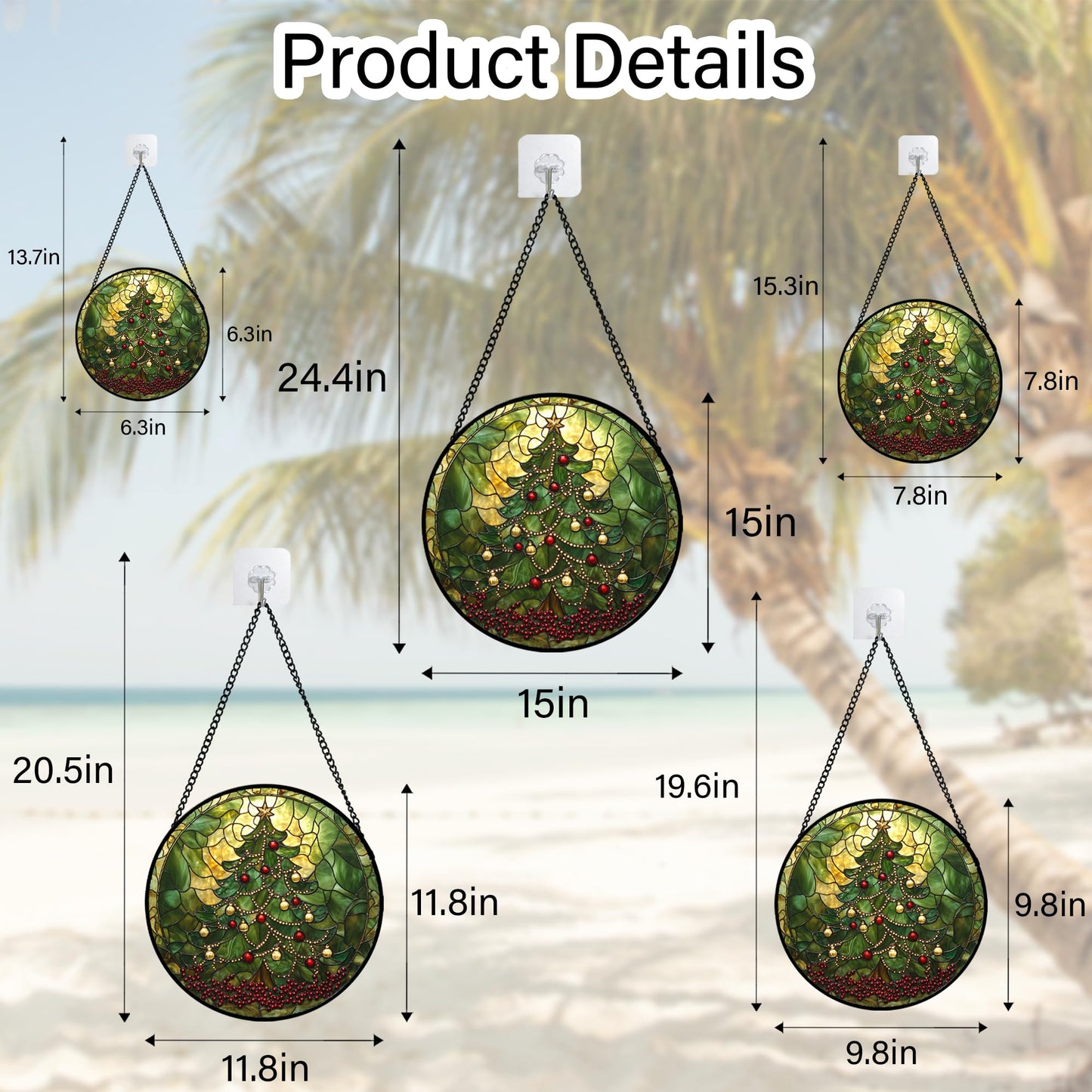 Stained Glass Window Hanging - Retro Green Christmas Tree Suncatcher for Doors Home Christmas Decoration Sun Catcher Thanksgiving New Year Birthday Gifts for Women Men Mom Nana 7.8 in