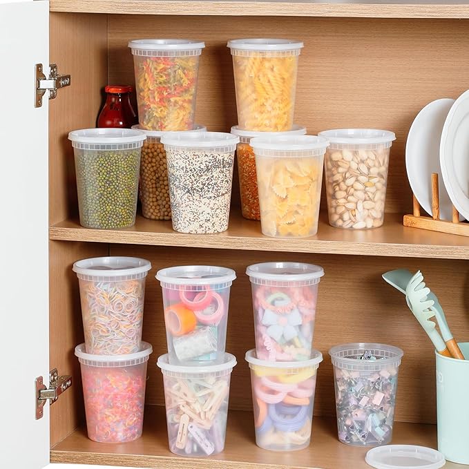 AOZITA 20 Sets 32 oz Plastic Deli Food Containers