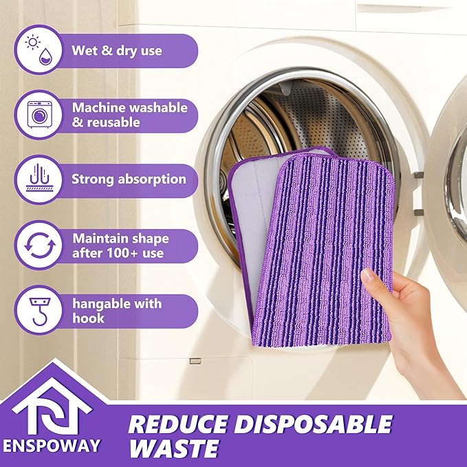 Reusable Mop Refills Pads for Swiffer PowerMop, 8 Pack Microfiber Wet Pads 15"