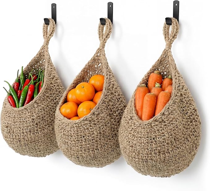 3 Pcs Larger Boho Wall Hanging Fruit Baskets