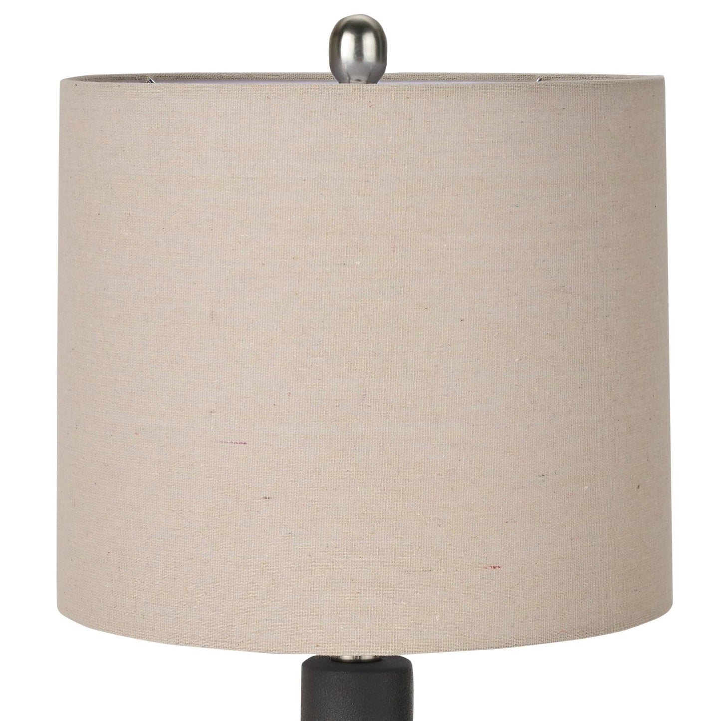 Nourison Home 22" Black Ceramic Table Lamp with Oatmeal Linen Shade for Modern Farmhouse, Bedside Lamp, Living Room Lamp, Small Accent Lamp for Dining Room