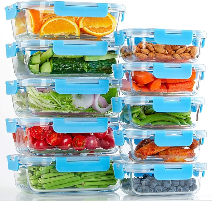 C CREST Glass Meal Prep Containers, Glass Food Storage Containers